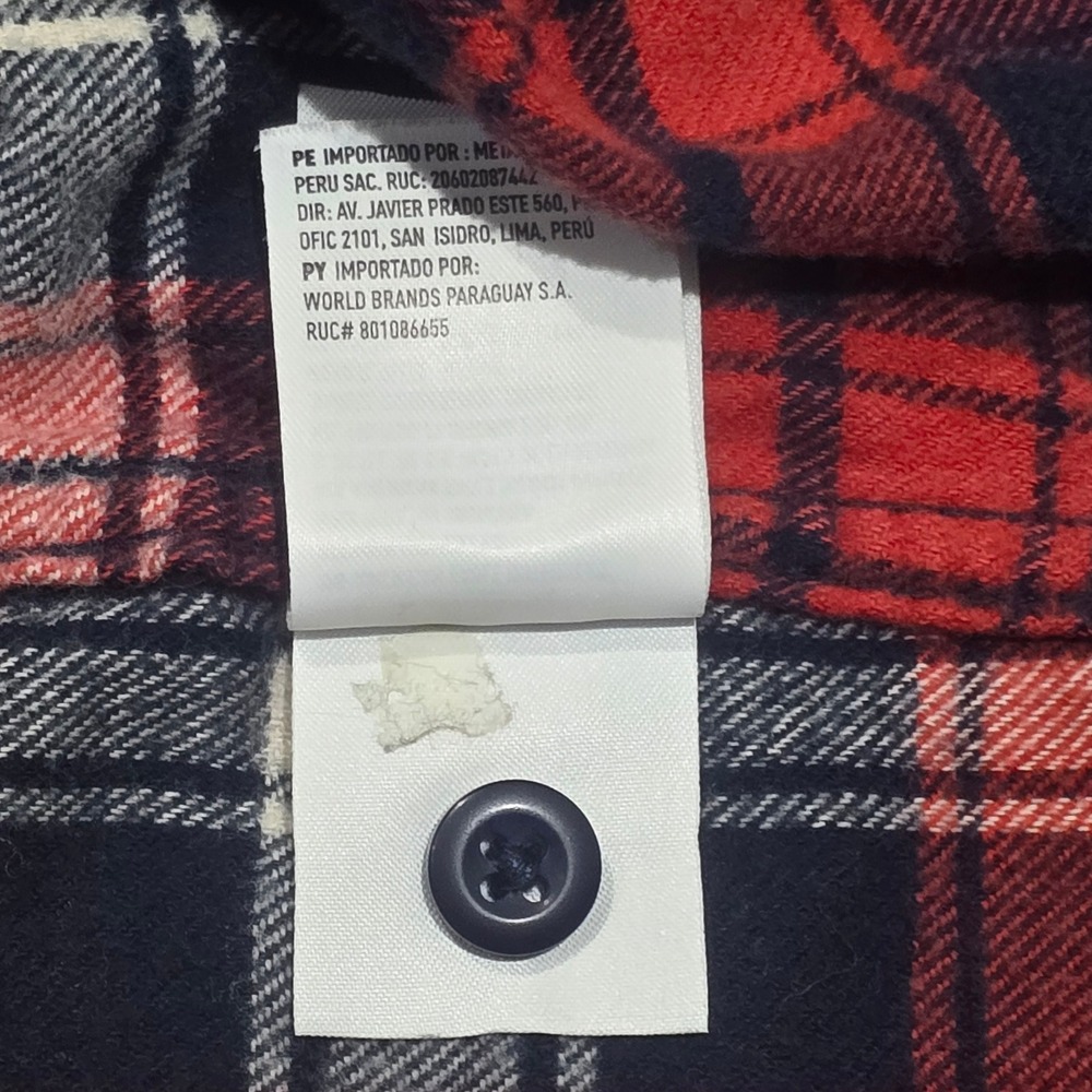 American Eagle Mens Small Red Blue Plaid Flannel Button Down Shirt 100% Cotton - Picture 5 of 7